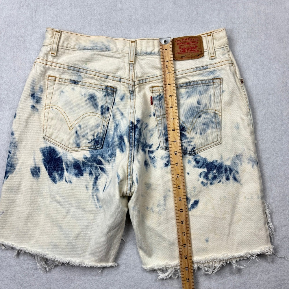 Vintage 2003 Levis 550 Custom Acid Wash Shorts Unisex 33 Shredded Denim 16 32 34 - Picture 6 of 8
